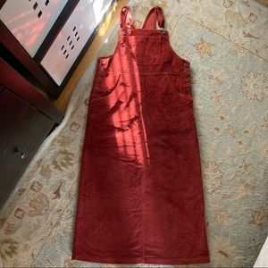 Hanna Andersson Adult Corduroy Overall Dress Pinafore Burgundy M Women’s